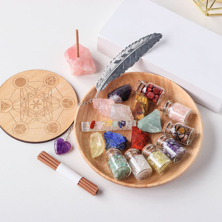 Juego de piedras preciosas crudas de 7 chakras con grava curativa natural de Olivenorma