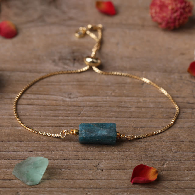 Pulsera de cadena de metal con piedras prismáticas de cristal natural de Olivenorma