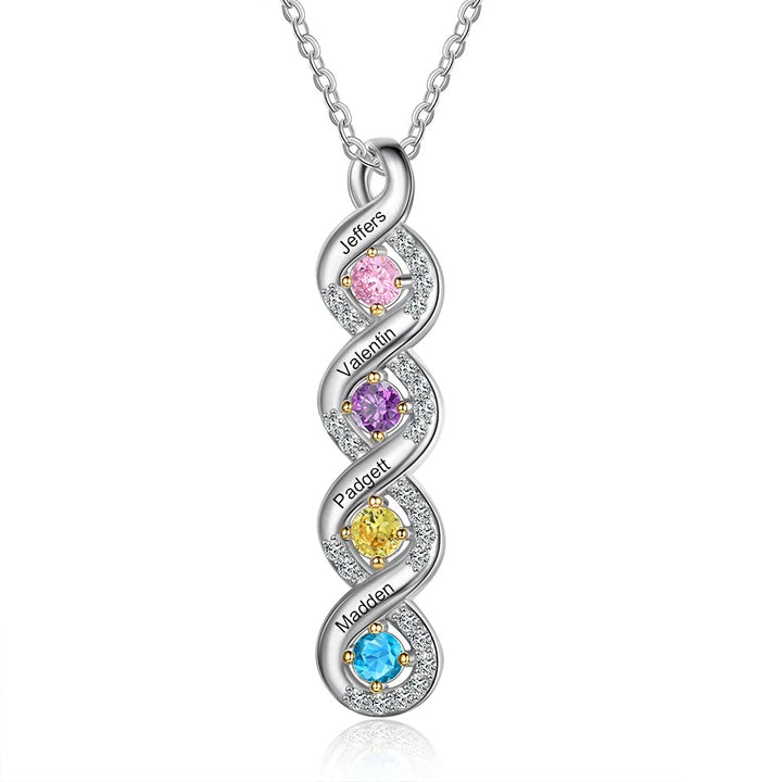 Collar con nombre grabado en piedra natal para mujer de Olivenorma