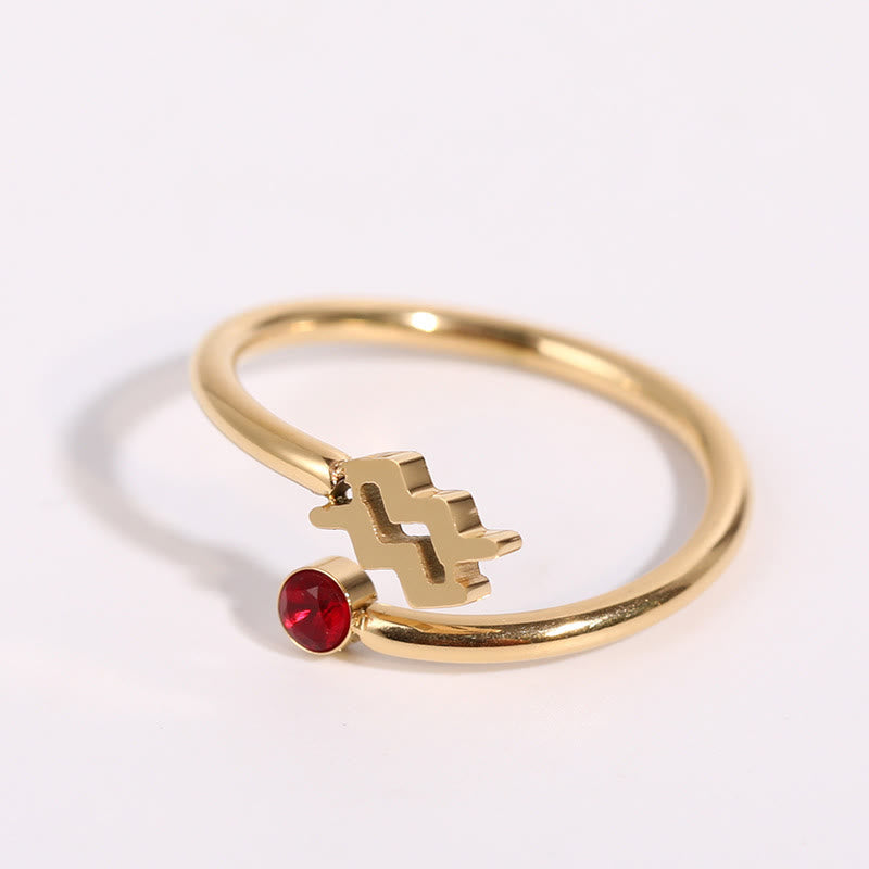 Anillo con piedra de nacimiento del zodíaco Olivenorma