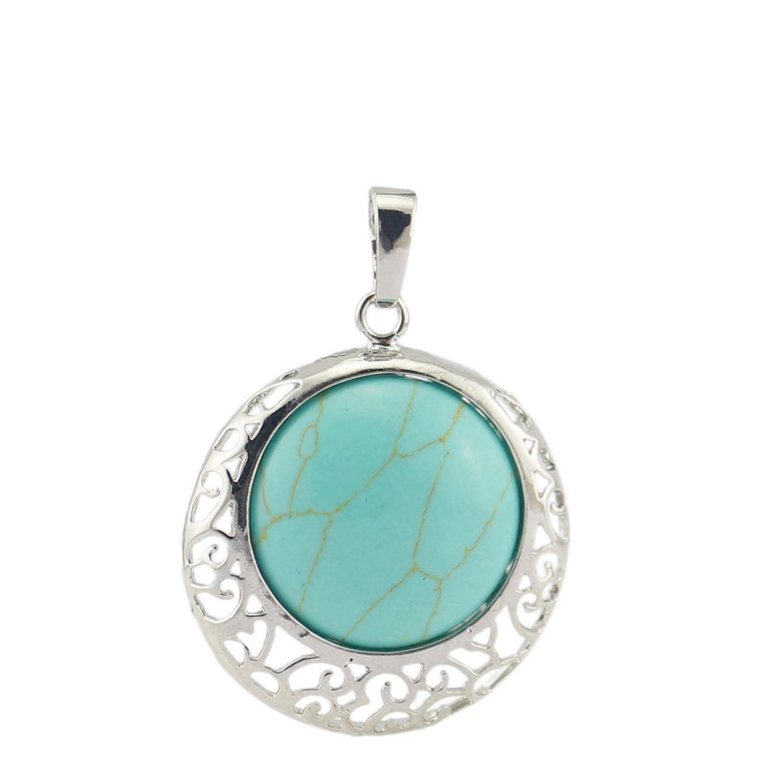 Collar ajustable con piedra auténtica y cristal redondo de Olivenorma 
