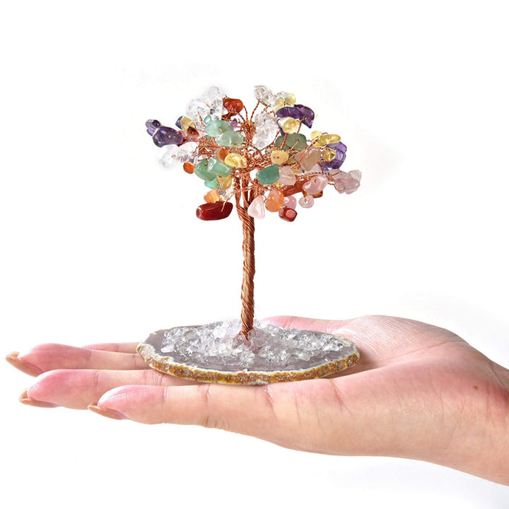 Árbol Feng Shui con piedras preciosas naturales multicolor de Olivenorma con base de ágata 