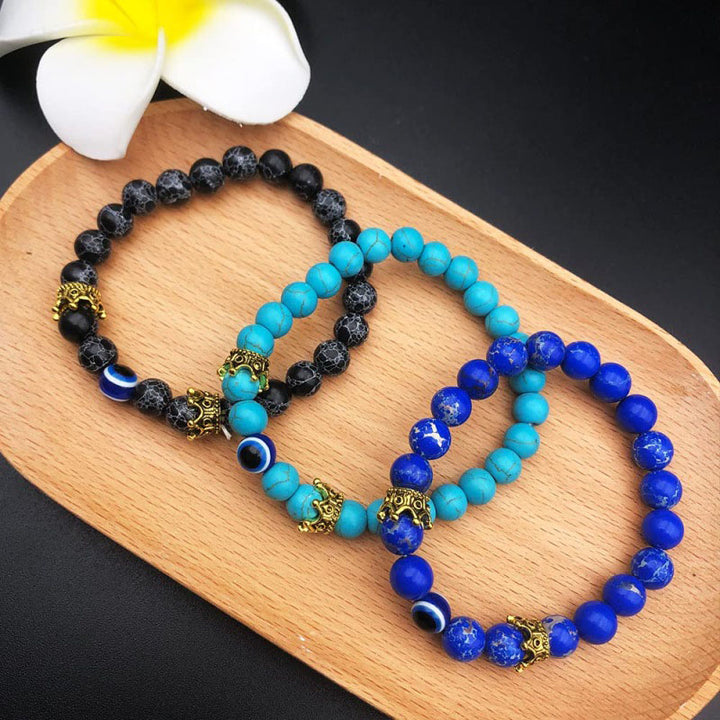 Pulsera de turquesa con protección contra el mal de ojo de Olivenorma 