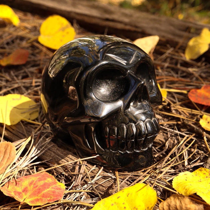 Decoración de calavera de cristal de obsidiana de Olivenorma