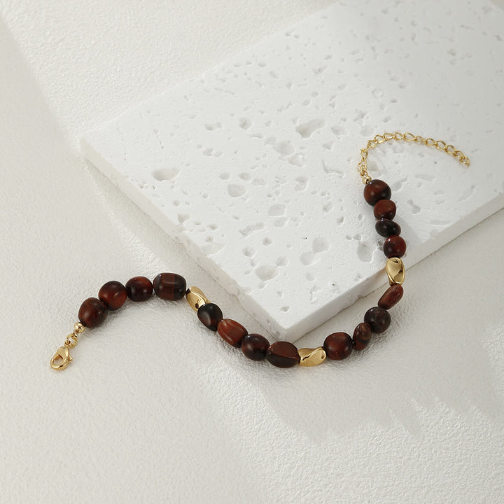 Pulsera de cobre de 18 quilates con piedra natural multicolor irregular de Olivenorma