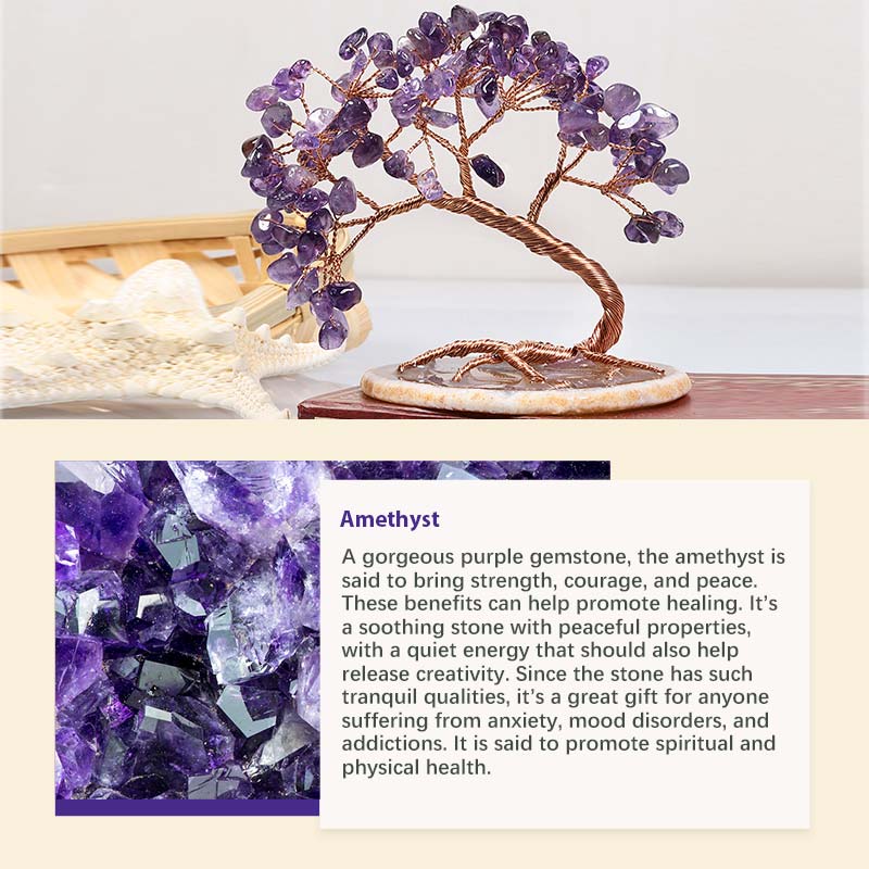 Árbol de Feng Shui con piedra de cristal natural Olivenorma