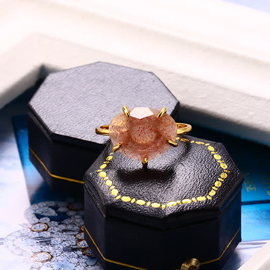 Anillo de cinco puntas de cuarzo fresa natural de Olivenorma
