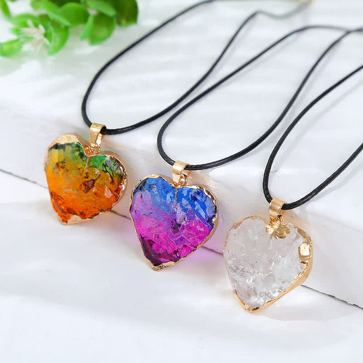 Collar de fluorita de cristal con forma de corazón creativo