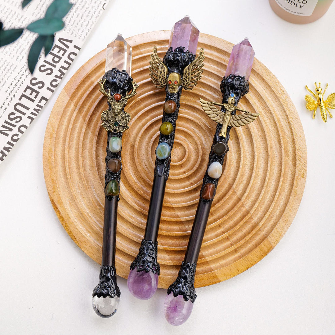 Columna mágica de piedra natural de Olivenorma, varitas de cristal para cosplay y Halloween
