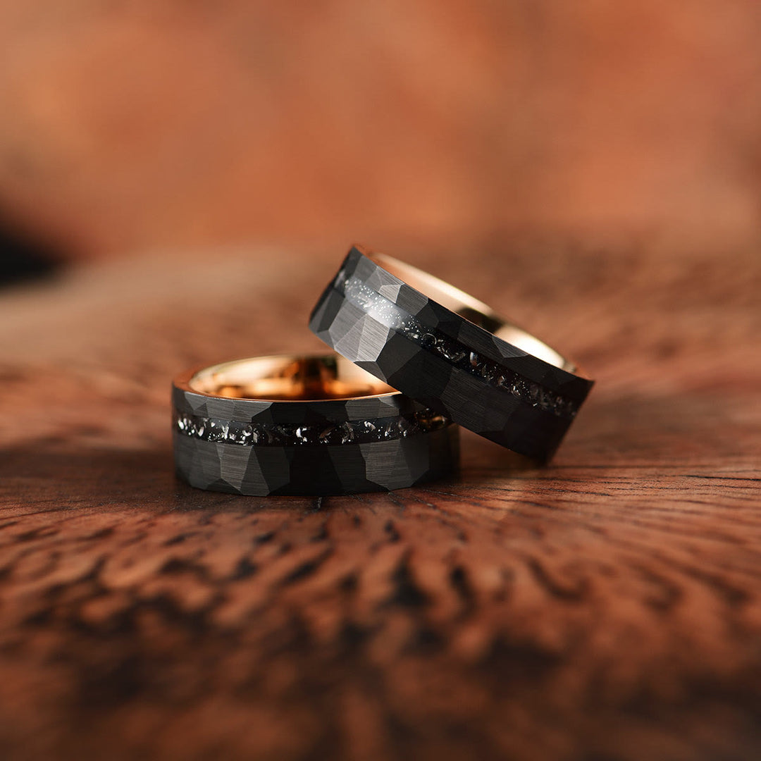 Anillo de carburo de tungsteno y turmalina negra de 8 mm de Olivenorma