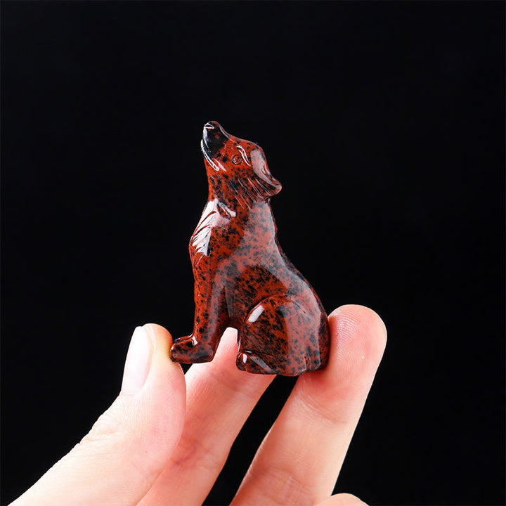 Adorno de piedra preciosa con forma de niño lobo de cristal natural de Olivenorma 