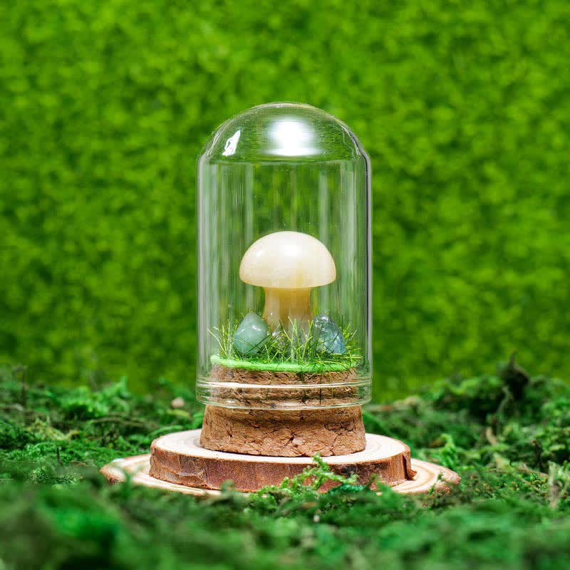 Cubierta de vidrio Olivenorma Decoración de hongo de cristal natural