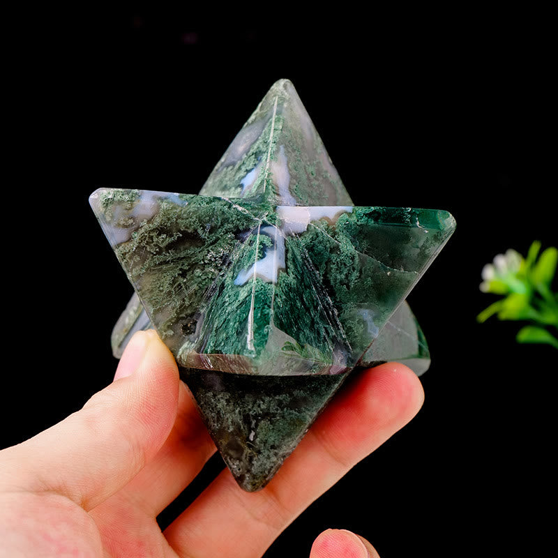 Adorno de piedra preciosa Merkaba de ágata musgosa natural de Olivenorma