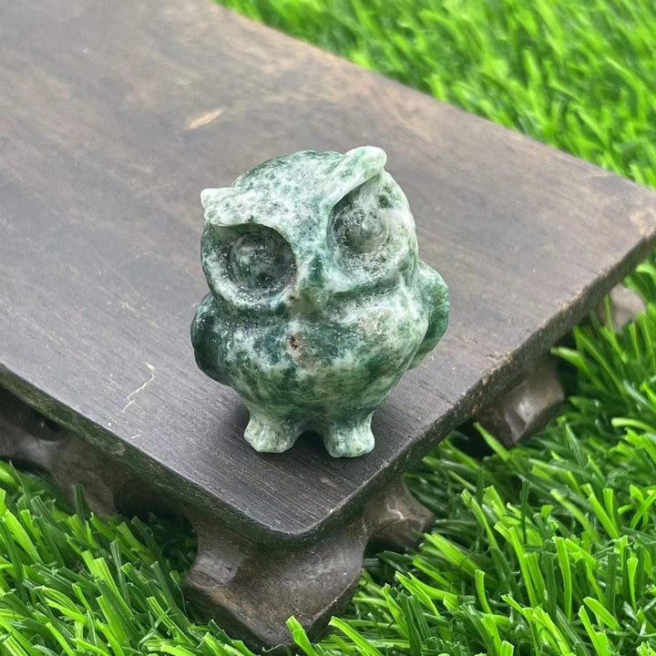 Adorno de búho de cristal natural de 3,5 cm de Olivenorma con piedras preciosas decorativas