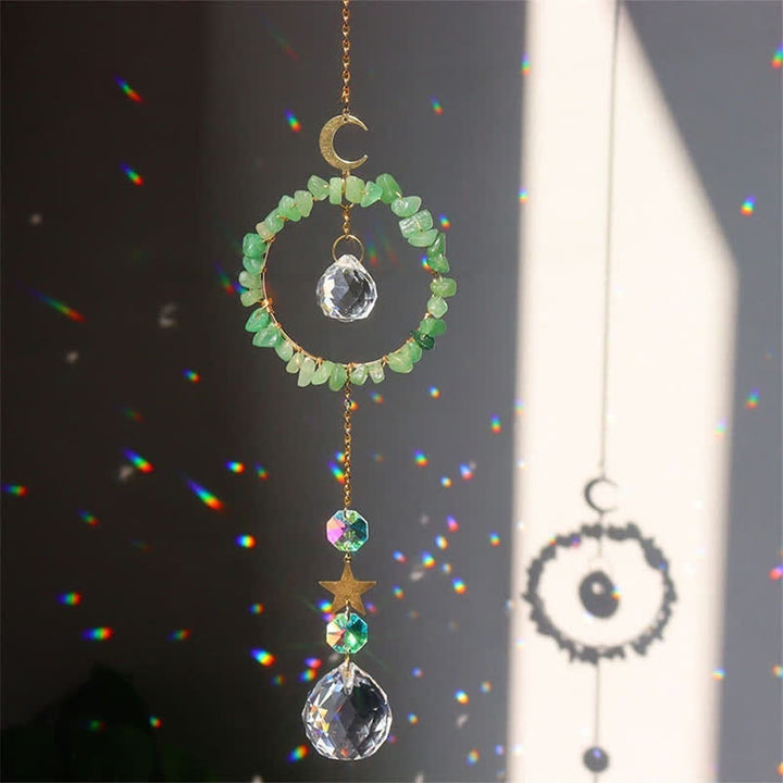 Atrapasueños con curación lunar y círculo de cristal de Olivenorma