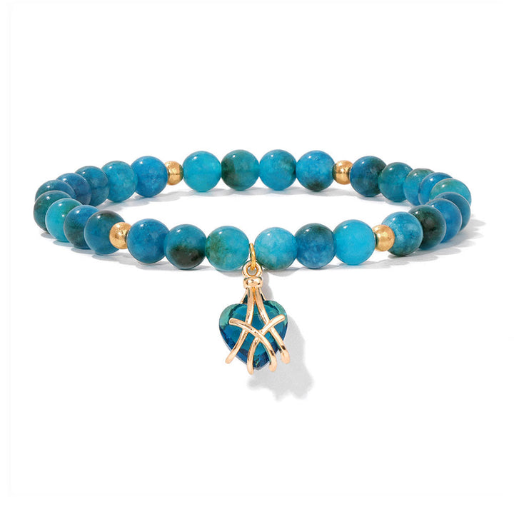 Pulsera con dije de corazón de piedra natural de Olivenorma