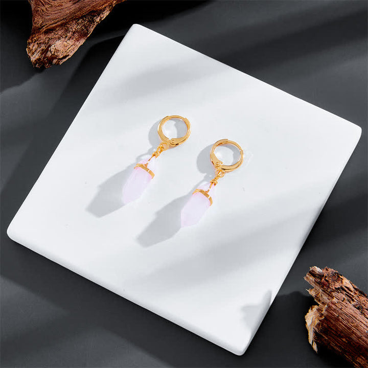 Pendientes curativos de ópalo rosa natural