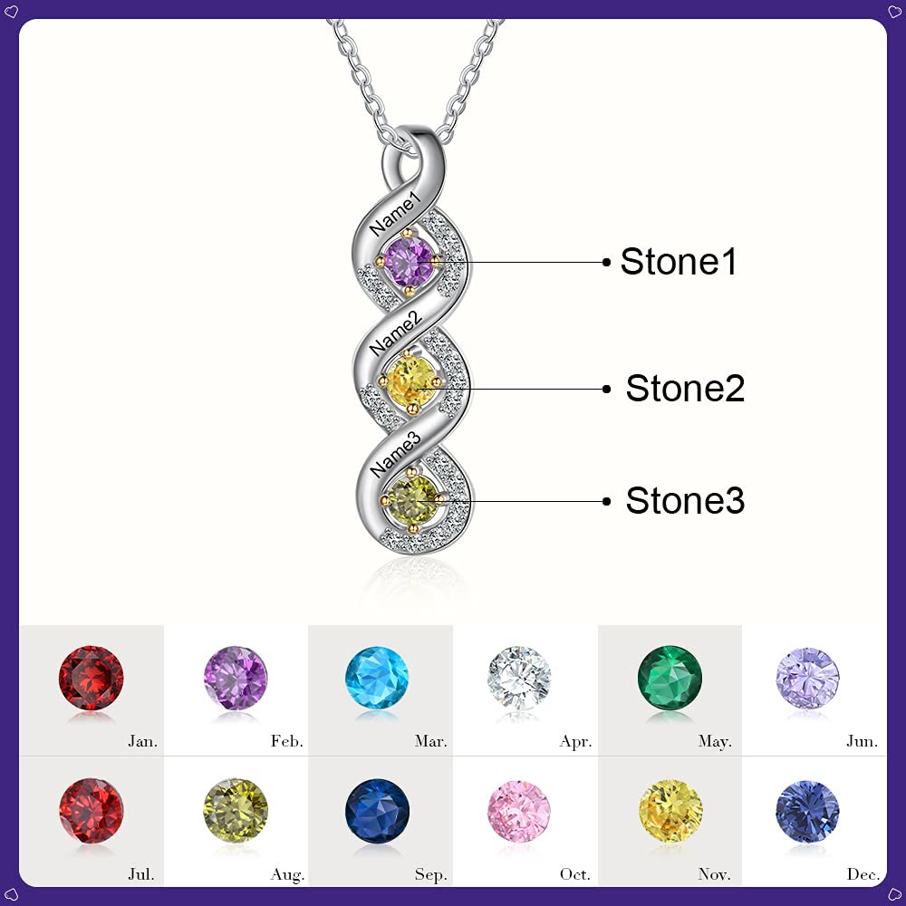 Collar con nombre grabado en piedra natal para mujer de Olivenorma