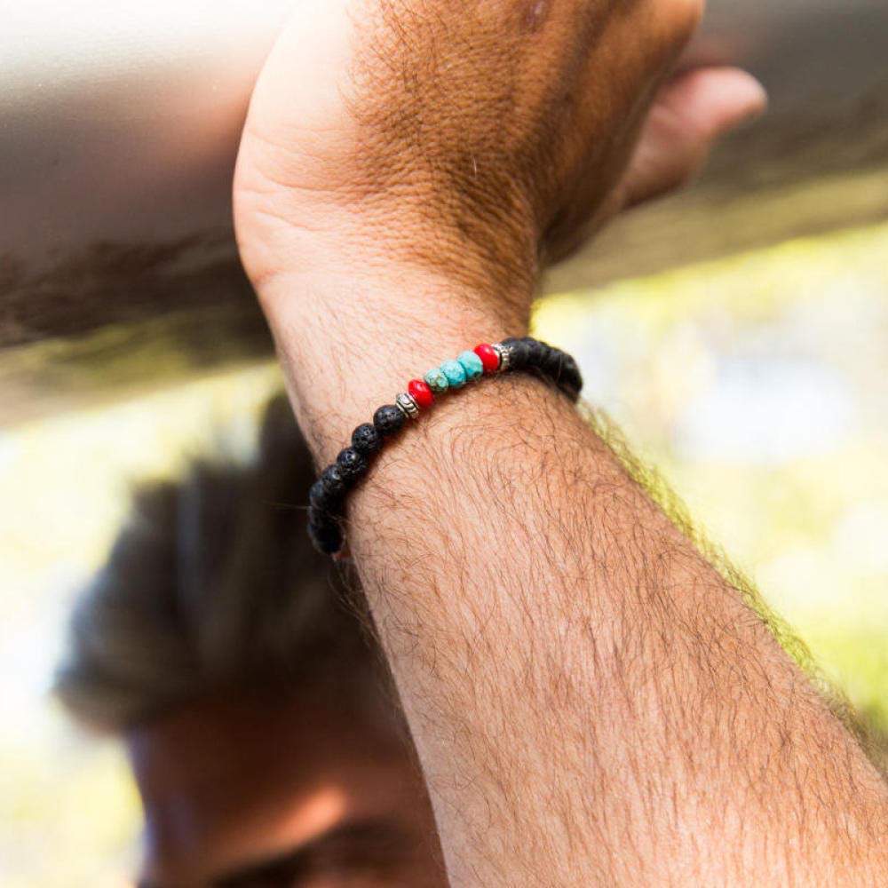 Pulsera trenzada con cuentas de piedra de colores para hombre de Olivenorma 