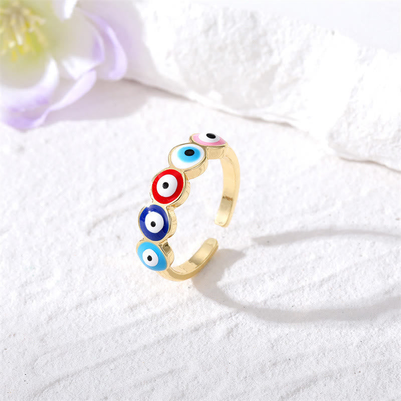 Anillo ajustable de resina epoxi con forma de ojo malvado de Olivenorma 