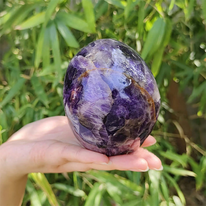 Cráneo de cristal con piedra preciosa de amatista natural de 10 cm de Olivenorma