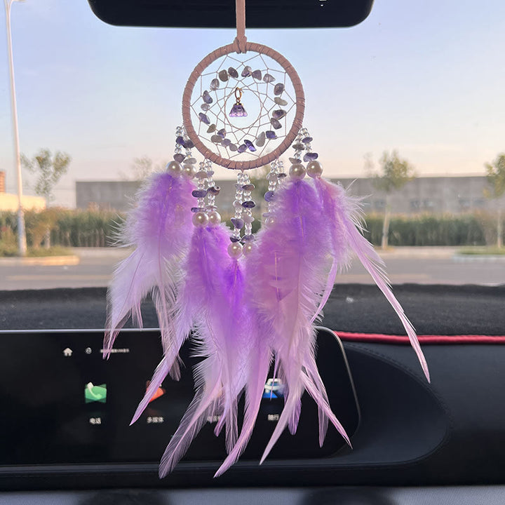 Atrapasueños colgante tejido a mano para espejo retrovisor de coche de Olivenorma 
