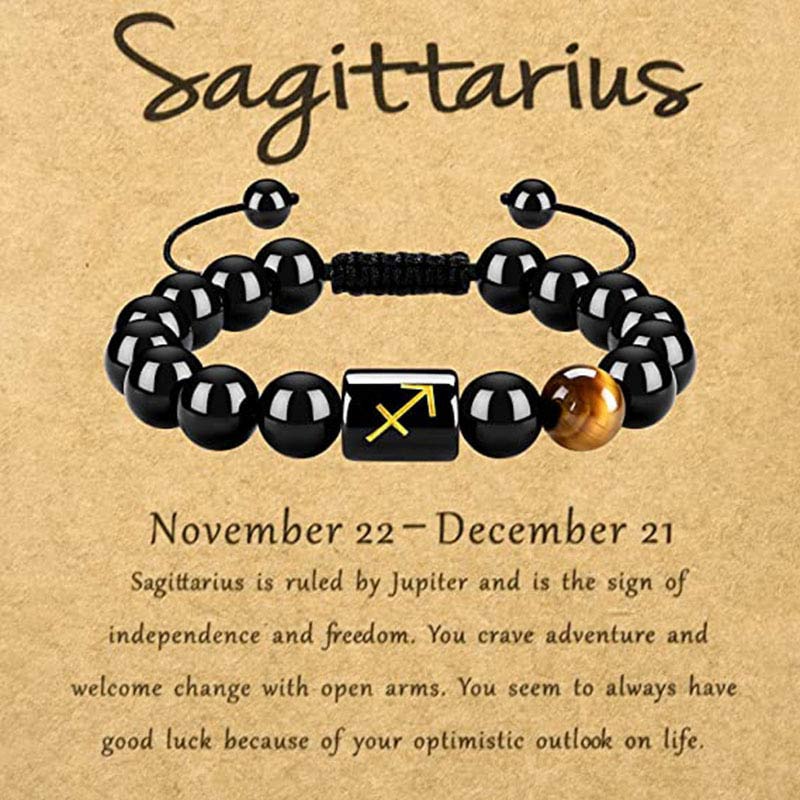 Pulsera del zodíaco de obsidiana y ojo de tigre de Olivenorma