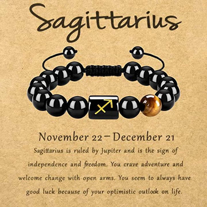 Pulsera del zodíaco de obsidiana y ojo de tigre de Olivenorma