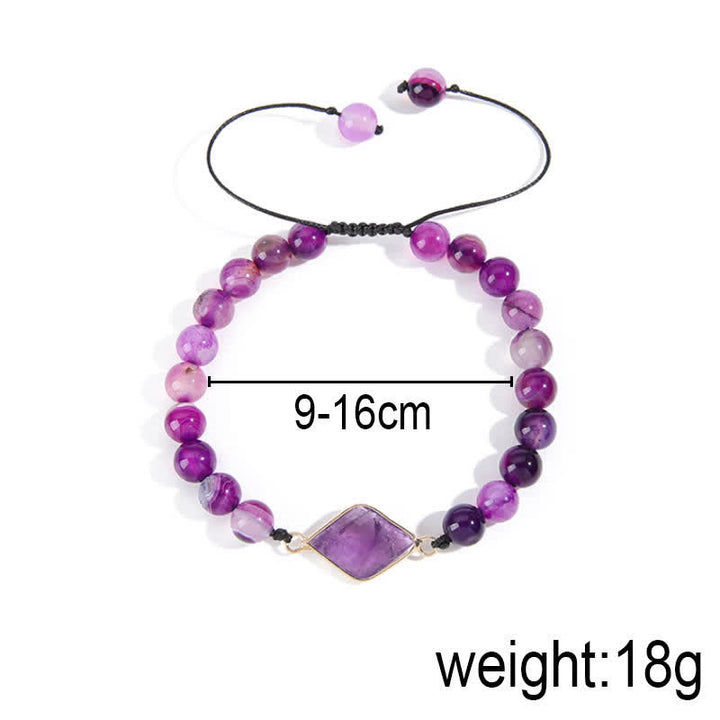 Pulsera de cuentas con colgante de rombos y amatista de Olivenorma 