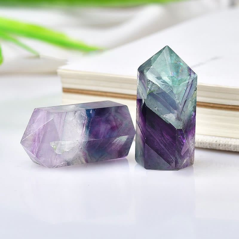 Varitas de cristal de fluorita arcoíris con forma de pico de Olivenorma