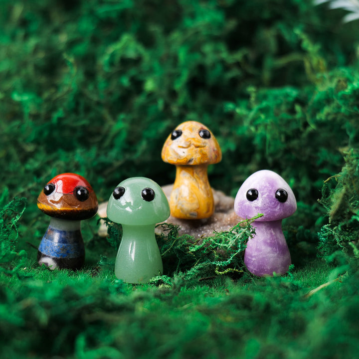 Adornos de piedras preciosas para mascotas con forma de hongo de cristal natural de Olivenorma
