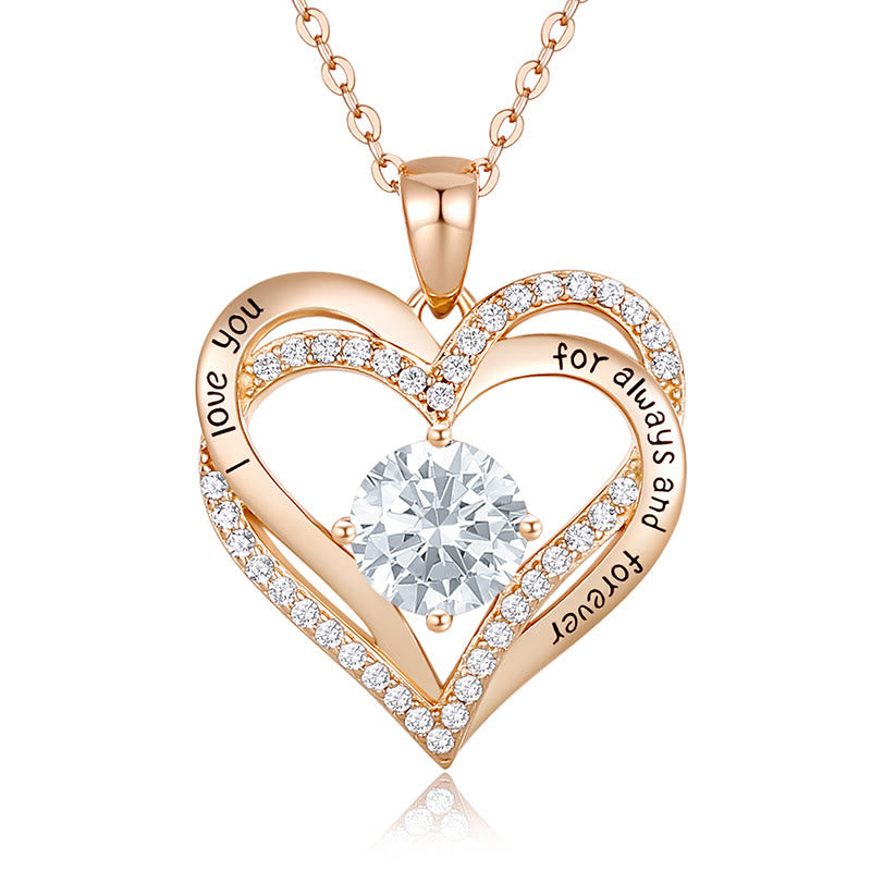 Olivenorma "Te amo por siempre y para siempre" - Collar de corazón en tono de nacimiento 