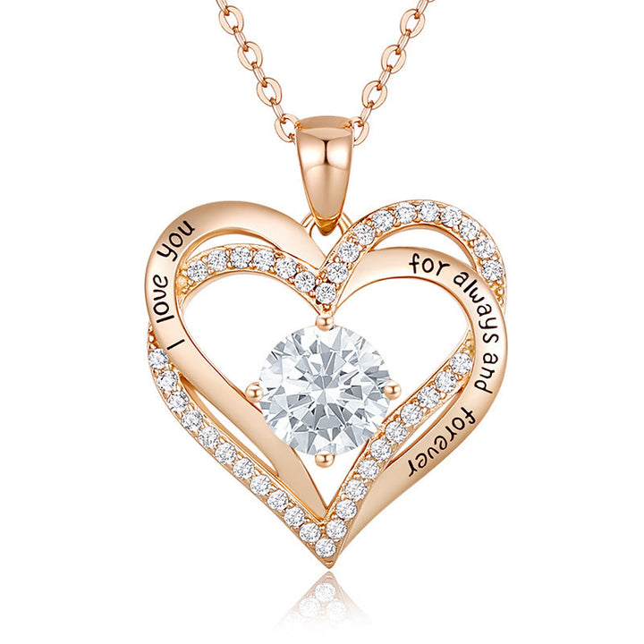 Olivenorma "Te amo por siempre y para siempre" - Collar de corazón en tono de nacimiento 