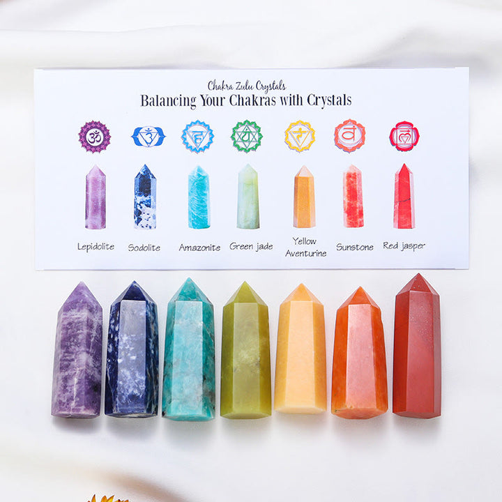 Juego de varitas de cristal decorativas con piedras crudas para chakras de Olivenorma