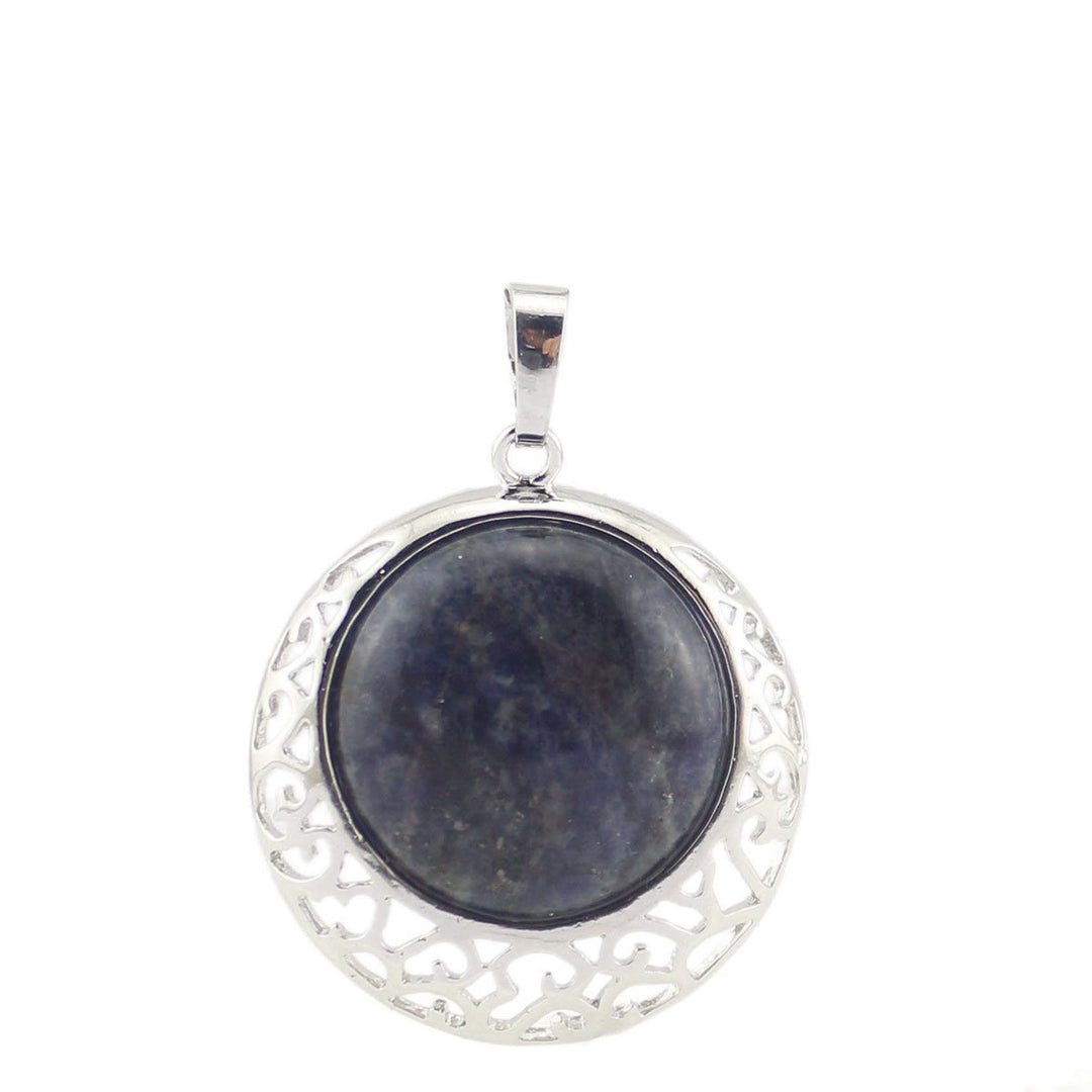 Collar ajustable con piedra auténtica y cristal redondo de Olivenorma 