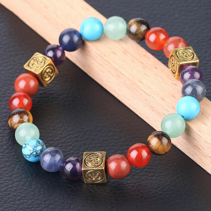 Pulsera de yoga de 7 chakras con cuentas multicolor de Olivenorma