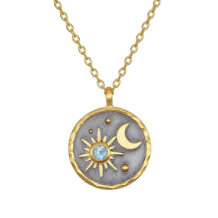 Collar con piedra natal de sol y luna "Día y noche" de Olivenorma
