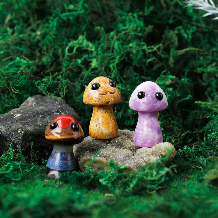 Adornos de piedras preciosas para mascotas con forma de hongo de cristal natural de Olivenorma