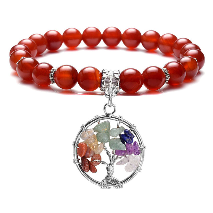 Pulsera de amatista con el árbol de la vida de los chakras.
