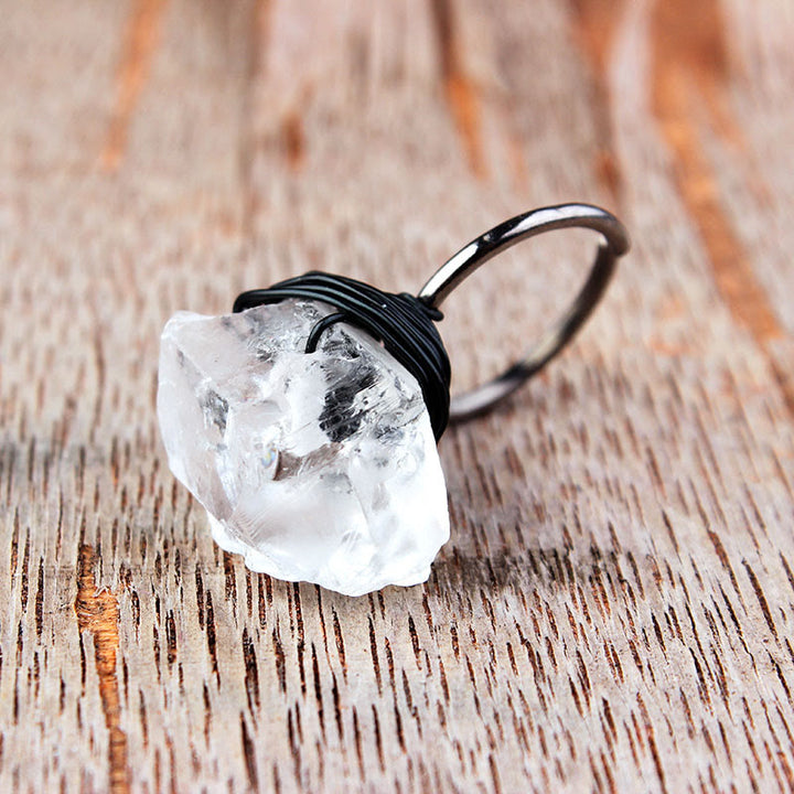 Anillo de alambre de cristal de piedra natural hecho a mano de Olivenorma