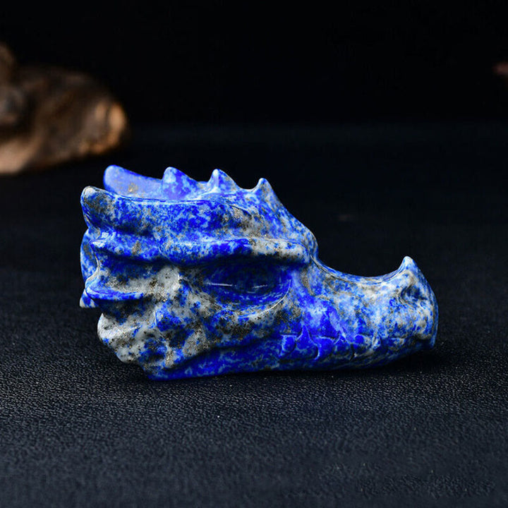 Cráneo con cabeza de dragón de 3,2 pulgadas de Olivenorma, decoración con piedras preciosas