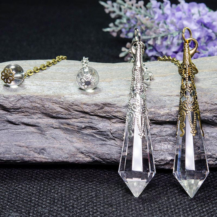 Péndulo de meditación de cristal transparente