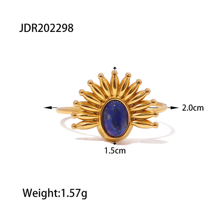 Anillo de acero inoxidable bañado en oro de 18 k con lapislázuli de Olivenorma