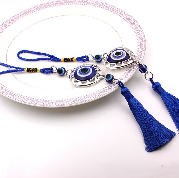 Adorno para coche con borlas de ojo malvado azul de Olivenorma 
