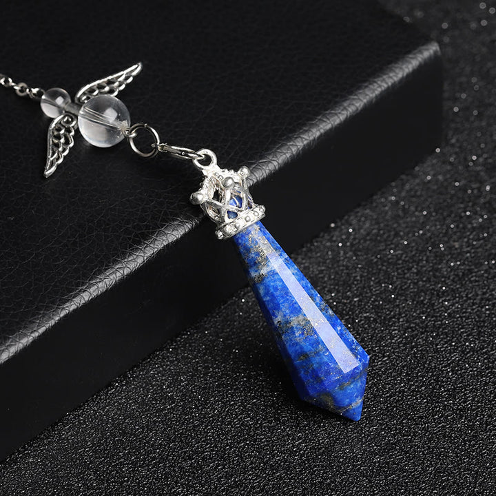 Péndulo de alas de ángel de cristal de labradorita de Olivenorma