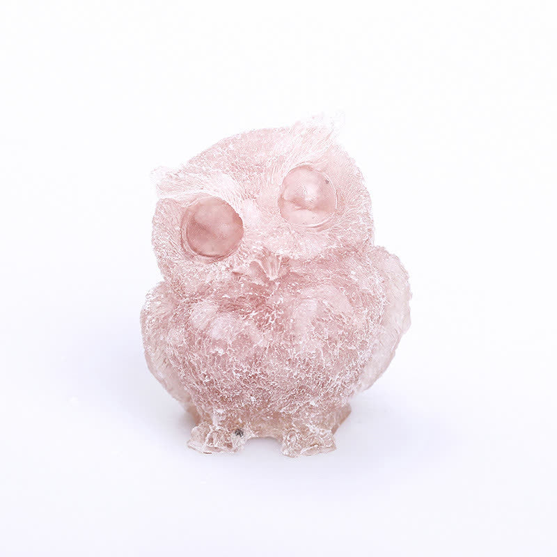 Adorno de piedra preciosa con forma de búho de resina de cristal natural de Olivenorma