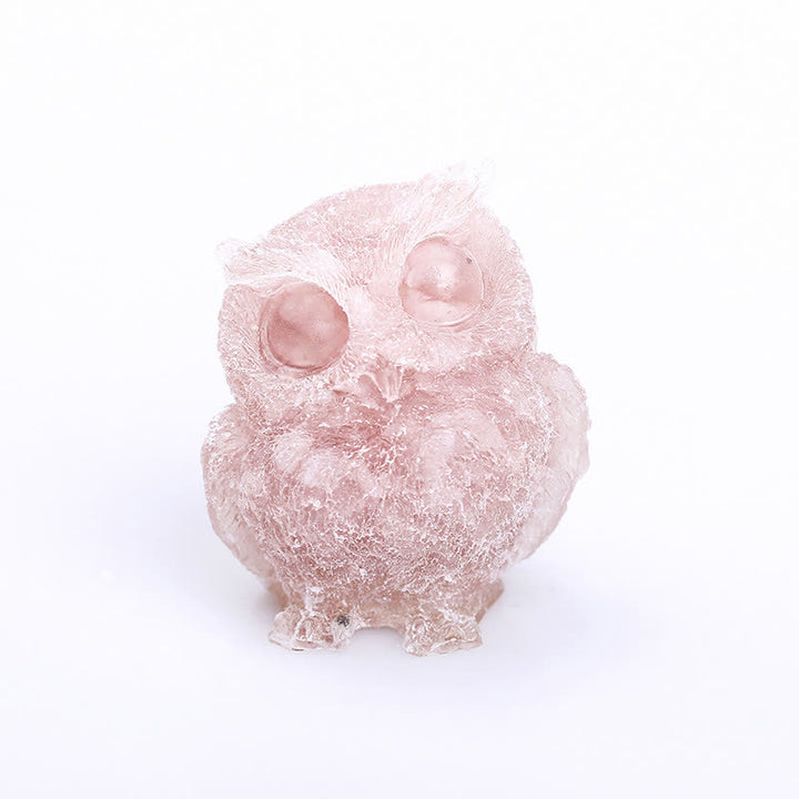 Adorno de piedra preciosa con forma de búho de resina de cristal natural de Olivenorma