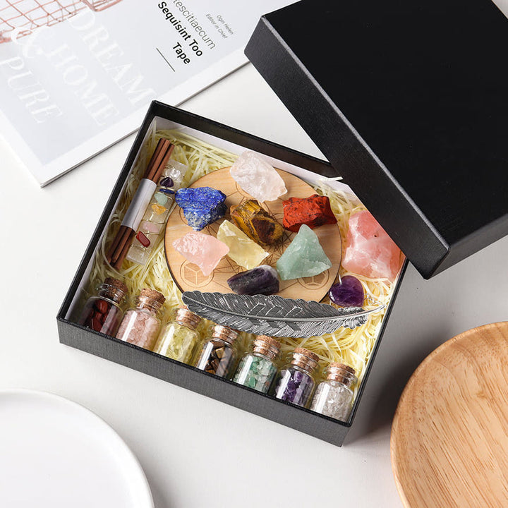 Juego de piedras preciosas crudas de 7 chakras con grava curativa natural de Olivenorma