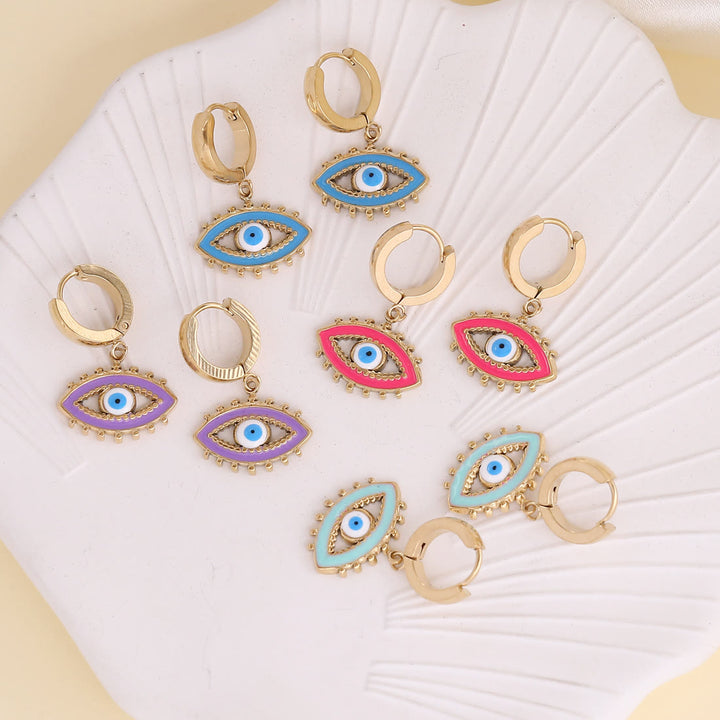Pendientes de ojo malvado de resina epoxi de color Olivenorma