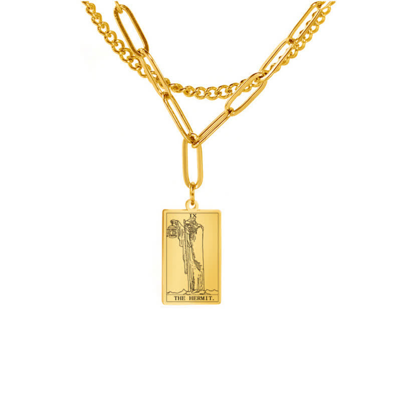Collar de doble cadena con la carta del tarot de Olivenorma